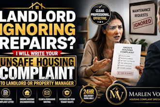write an unsafe housing complaint to landlord or property manager