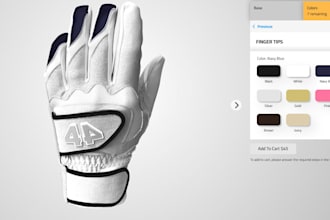 design a 2d and 3d batting glove and guard configurator