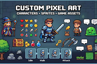create custom pixel art character, sprites, spritesheets animation for your game