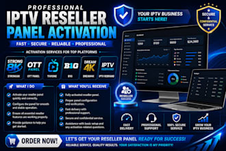 activate reseller panel strong8k,ott panel,tivione, b1g,dream4k,iptv rebrand