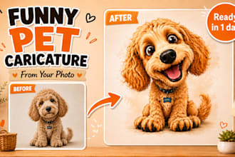 create a funny custom pet caricature from your photo