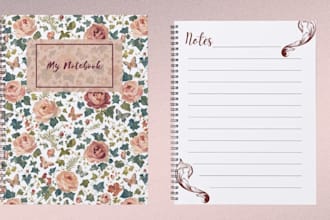 create aesthetic floral notebook designs