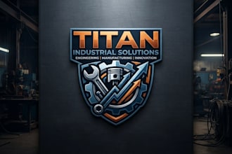 design a powerful machine and industrial logo for your business