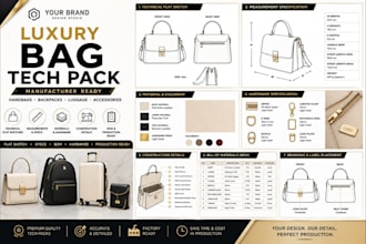 create luxury bag tech pack for handbags, backpacks, luggage, and accessories
