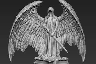 sculpt winged statue stl,printready action figure,zbrush model,3mf for bambu lab