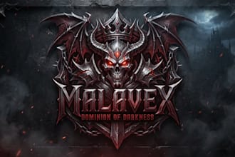 design a dark villain style logo with a powerful identity