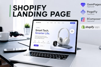build shopify store landing page with pagefly, gempages, shogun, ecomposer