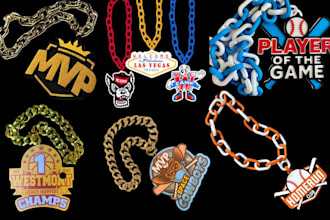 design custom 3d jewelry cuban hype chain logo pendant sport chain pendant model