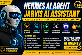 build hermes ai agent jarvis ai assistant voice agent crypto x discord bot