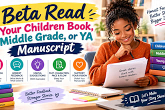 beta read your children book, middle grade, or ya manuscript