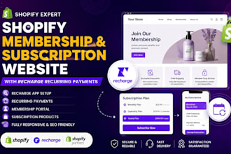 build shopify membership subscription website with recharge recurring payments