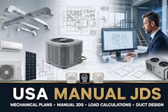 design USA hvac permit drawings, manual jds load calculations and duct layouts
