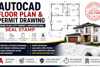 create autocad floor plans, permit drawings and  architectural seal stamp