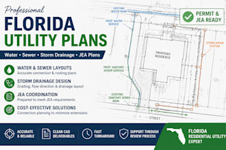 design florida utility plans, water sewer layouts and jea residential plans