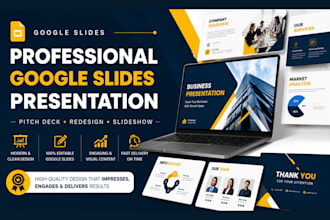 design professional google slides presentation, pitch deck, redesign slides