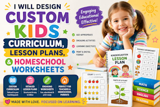 design custom kids curriculum, lesson plans, and homeschool worksheets
