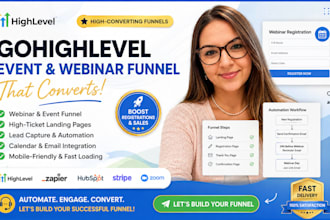 build gohighlevel event webinar funnel high ticket ghl landing page