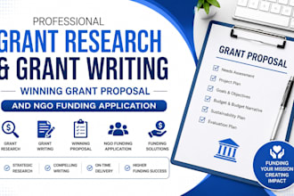 do grant research, grant writing, grant proposal and ngo funding