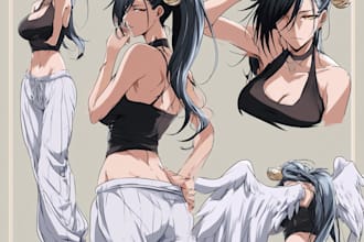 create anime design sheets for characters creative project