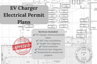 provide ev charger electrical permit plan sets for city approval in fl, tx, ny