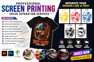 do color separation screen printing t shirt spot color vector