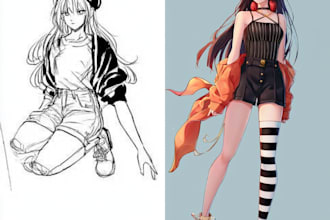 design detailed anime character sheets for your characters