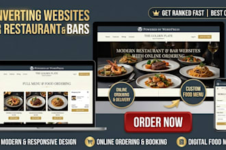 design modern wordpress restaurant, bar website with online ordering, food menu