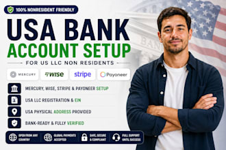 create USA bank mecury payoneer stripe wise for US llc registration nonresident