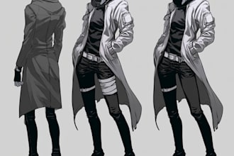 draw anime character sheet for you