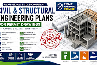design civil and structural engineering plans for permit drawings in vt va id tn