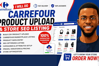 upload carrefour product marketplace bulk csv product SEO listing carrefour
