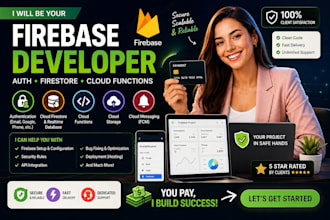 be your firebase developer for auth, firestore and cloud functions