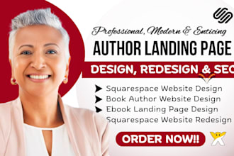 build book author website, author landing page using squarespace, wix, hostinger