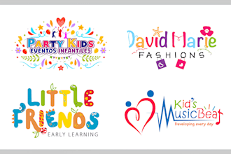 design a fun colorful logo for kids, children or baby brands