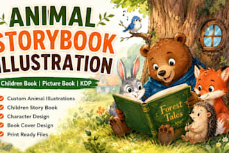 create animal children story book illustration