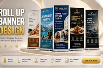 design retractable banner, pull up banner, roll up banner, signage design