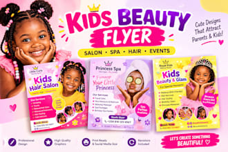 design cute kids beauty salon flyer and poster