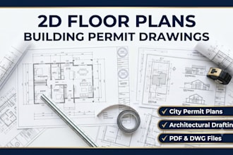 building permit drawings, 2d floor plans and autocad architectural plans