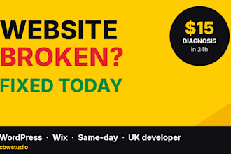 fix your broken wordpress or wix website errors and bugs same day