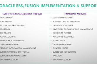 do oracle scm and financials erp implementation or support
