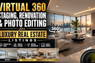 create virtual 360 staging, renovation and photo editing for real estate listing