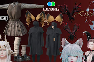 create custom vrchat outfits, rig clothing, props, accessories, weapon, assets