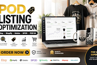 pod listing optimization shopify etsy depop wellapop spod gelato VA manager