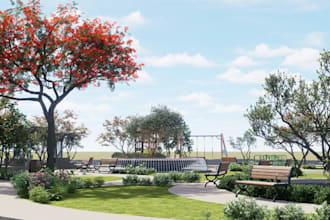 transform villa garden, 3d landscape rendering, exterior swimming pool designer