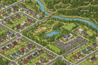design hiking map, tourist map, trail map, custom map and topographic map