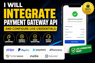 integrate payment gateway API and configure live credentials