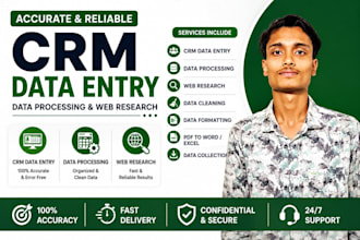 accurate crm data entry,data processing,web research,