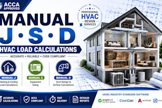 acca manual j, d and s for hvac duct design, load and equipment