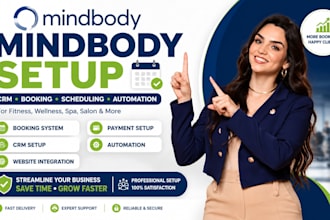 set up mindbody CRM, booking system, scheduling and automation