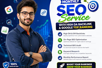 do monthly SEO service with high da backlink and google top ranking